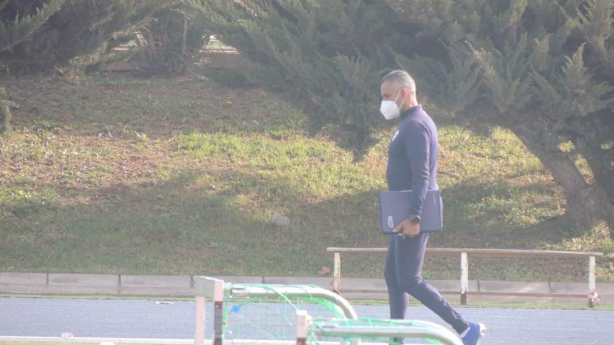 José Gomes en el entrenamiento de este jueves.