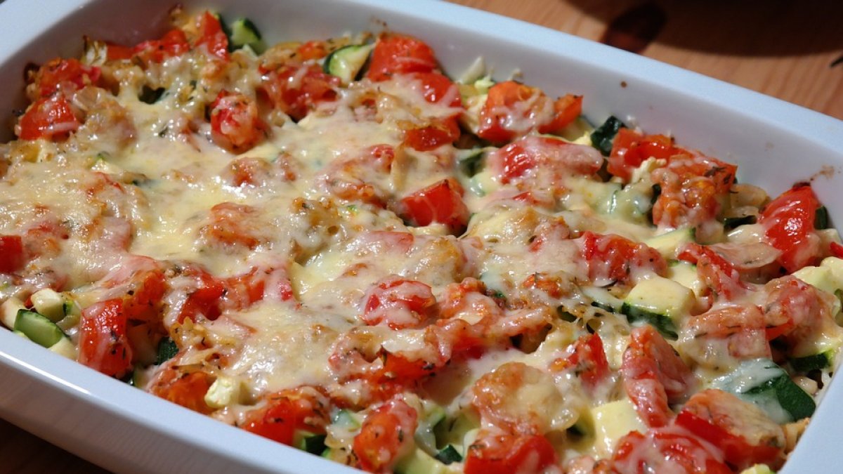 Verduras al horno con mozarella.