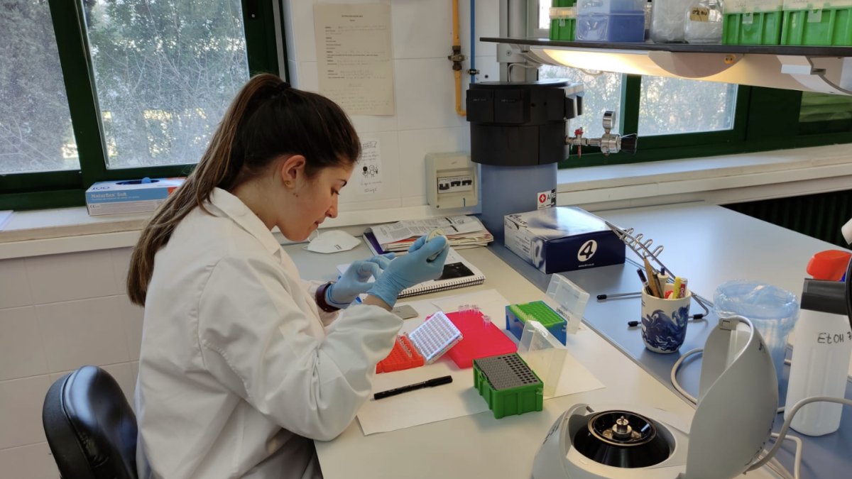 Una científica tomando muestras