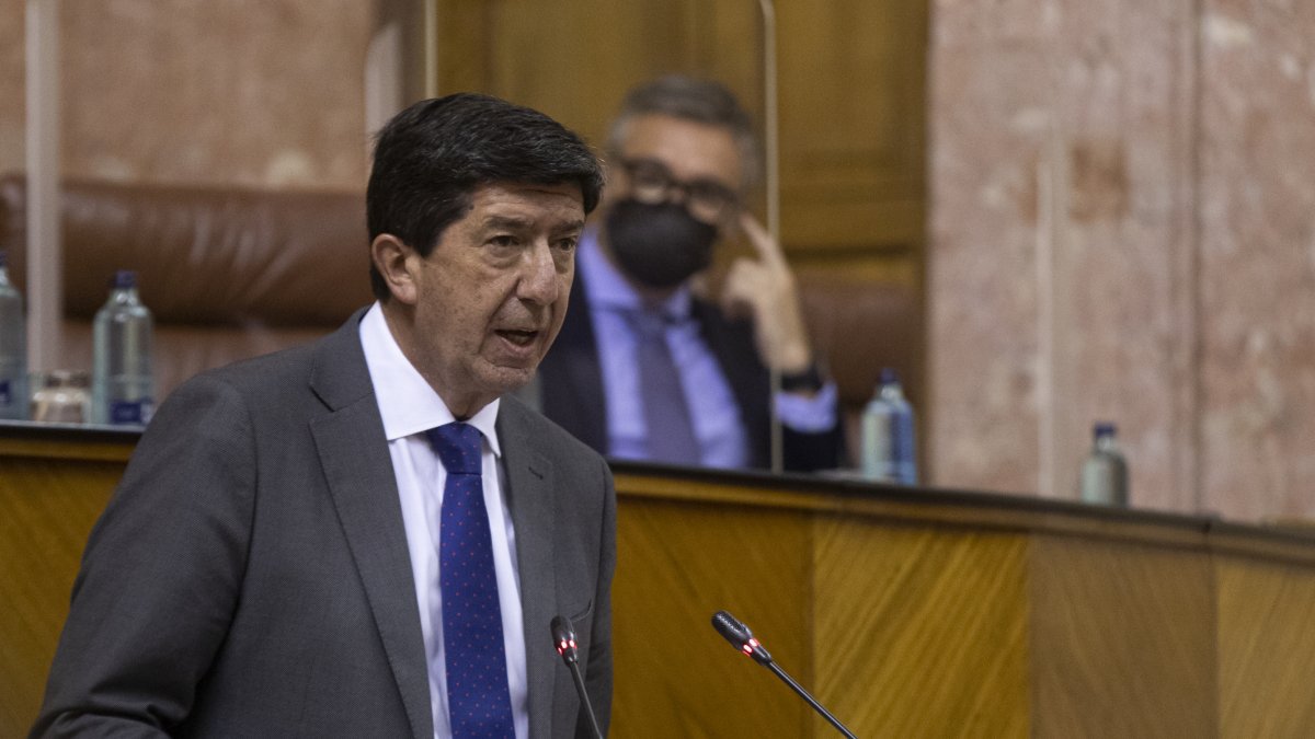 Juan Marín, este miércoles en el pleno del Parlamento de Andalucía.