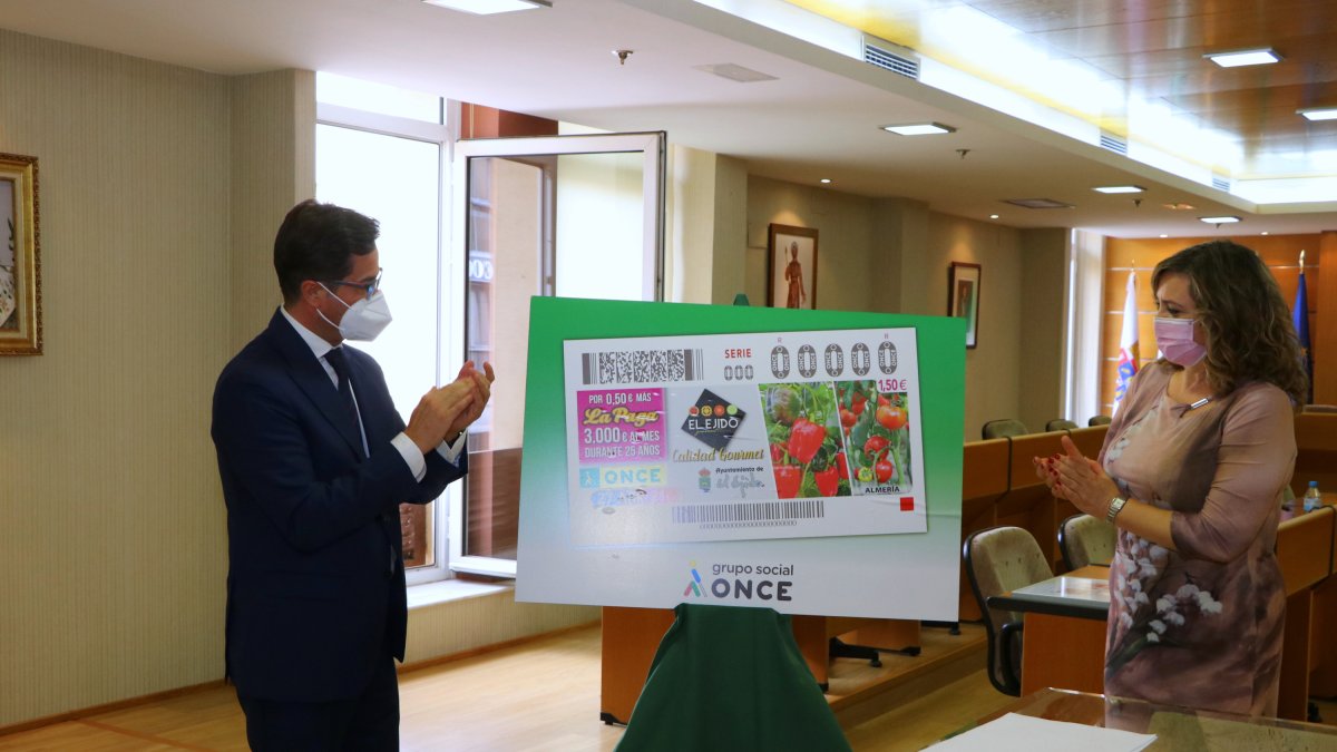 Presentación de la imagen del cupón en el salón de plenos.