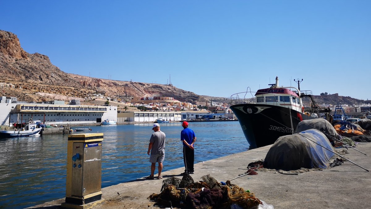 Puerto pesquero y lonja del pescado de Almería.