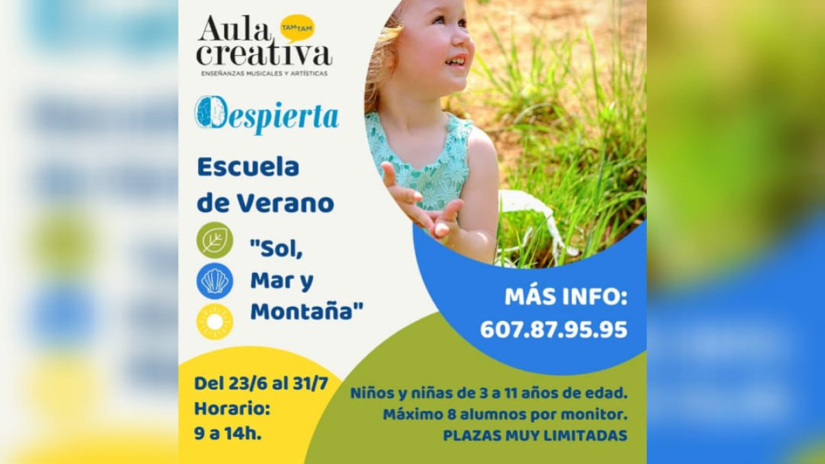 Cartel de la Escuela de Verano de Aula Creativa de Música y Programa Despierta en Almería.