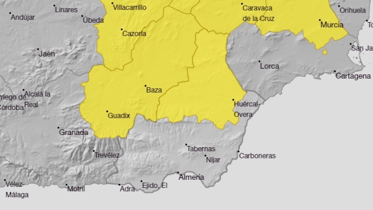 Mapa de alertas para este martes de la Aemet.