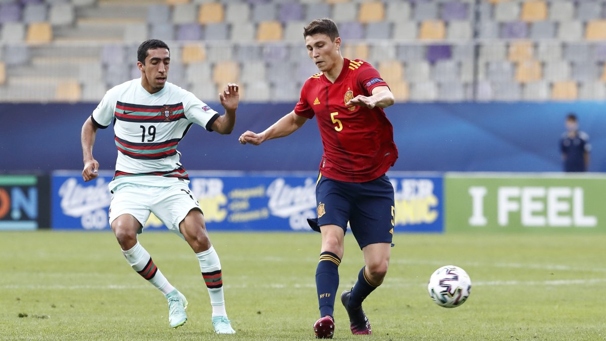 Jorge Cuenca en el partido contra Portugal (0-1).