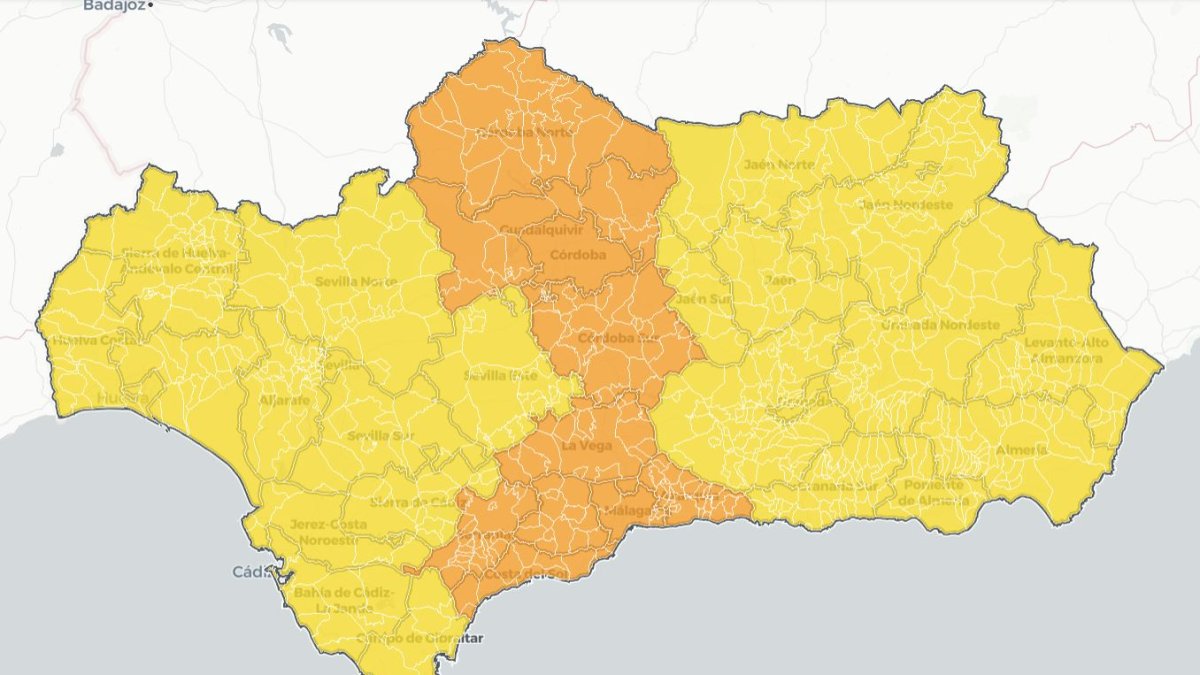 Mapa del nivel de alerta en las provincias andaluzas.