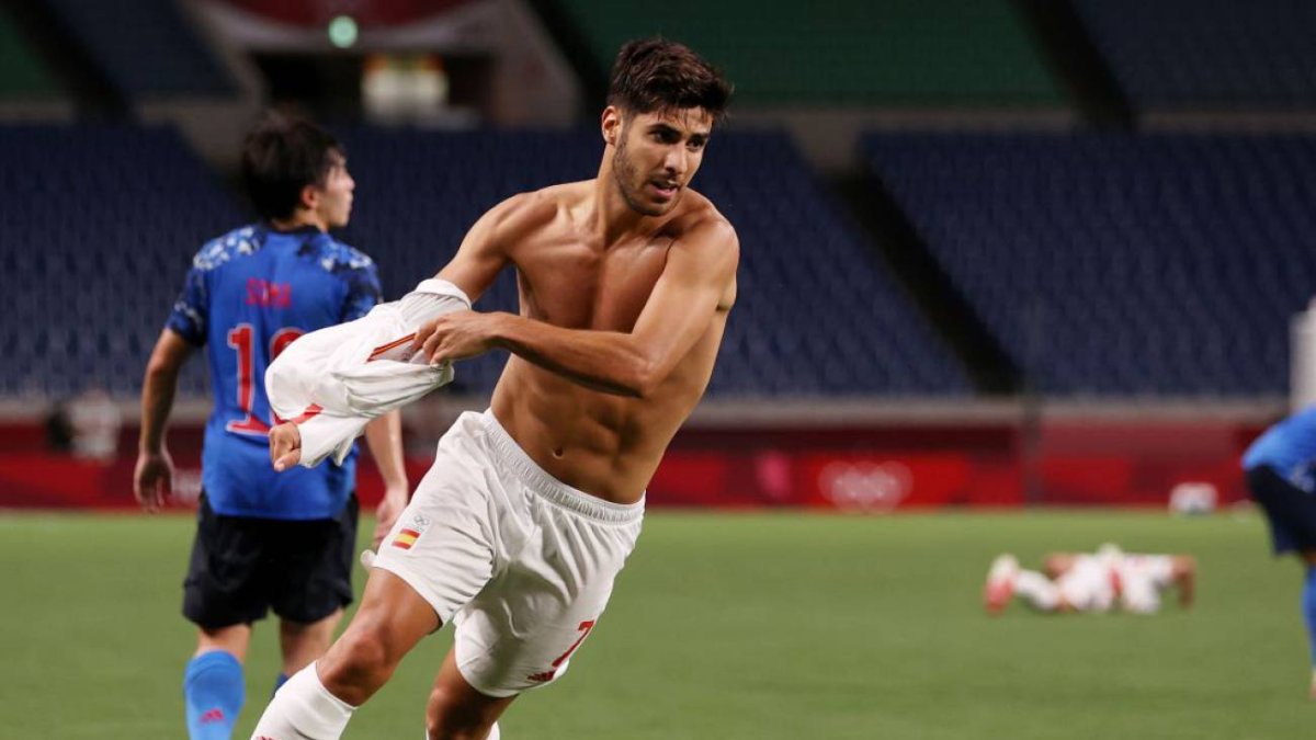 Asensio celebra su gol contra Japón.