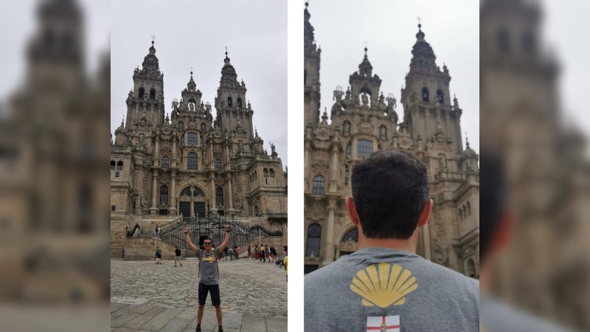 Javier Aureliano García tras finalizar el Camino de Santiago.