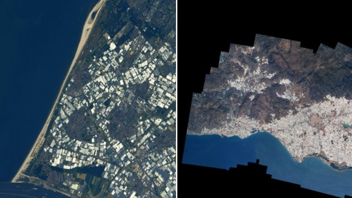Imagen compartida por el astronauta francés en la que se ven invernaderos de Westland y de El Ejido.