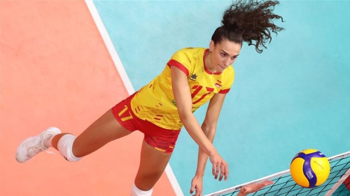 Ana Escamilla en el partido de la Selección ante Bélgica.