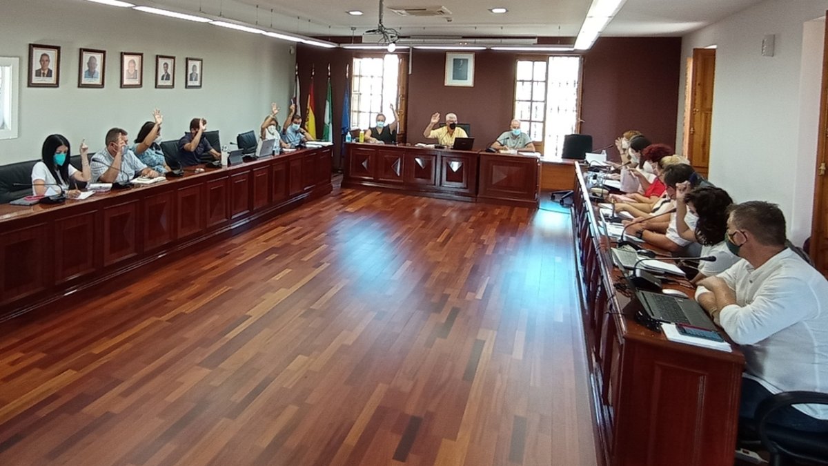Votación durante el pleno del Ayuntamiento.