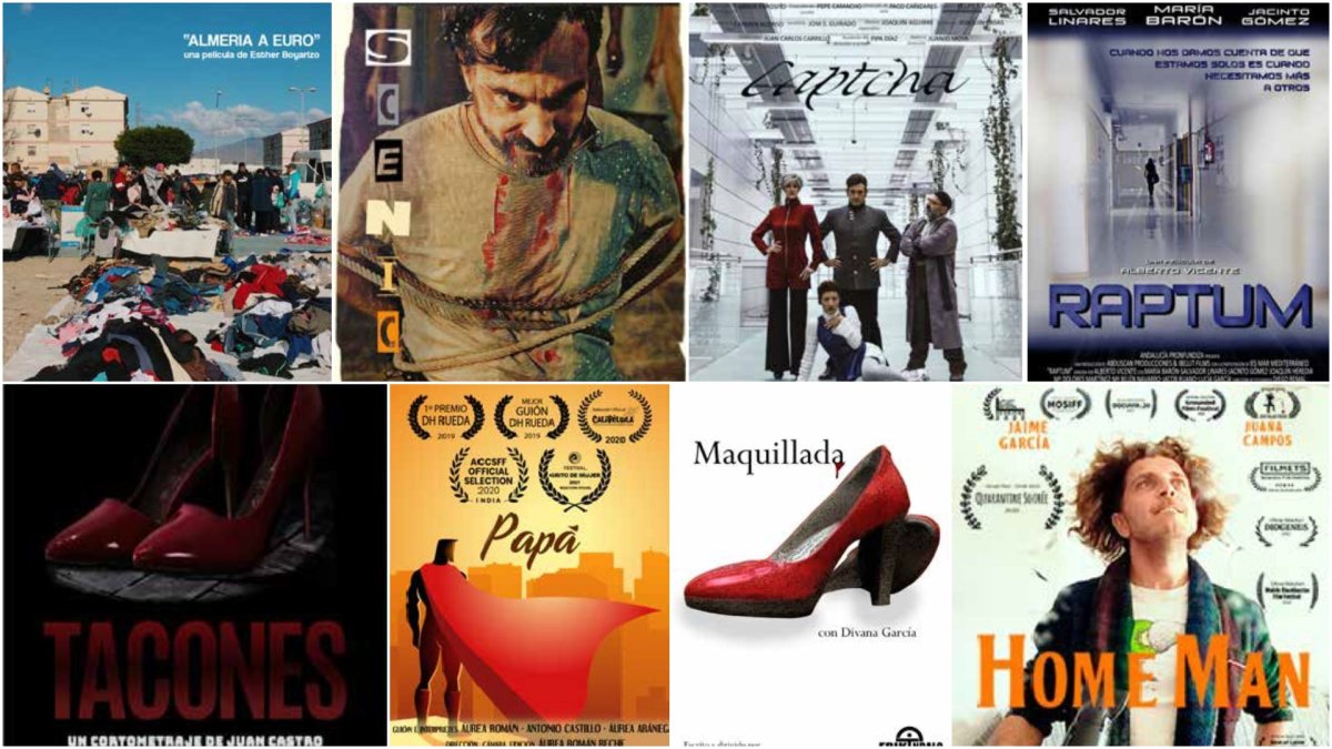 Montaje con los carteles de los ocho cortos que se proyectarán.