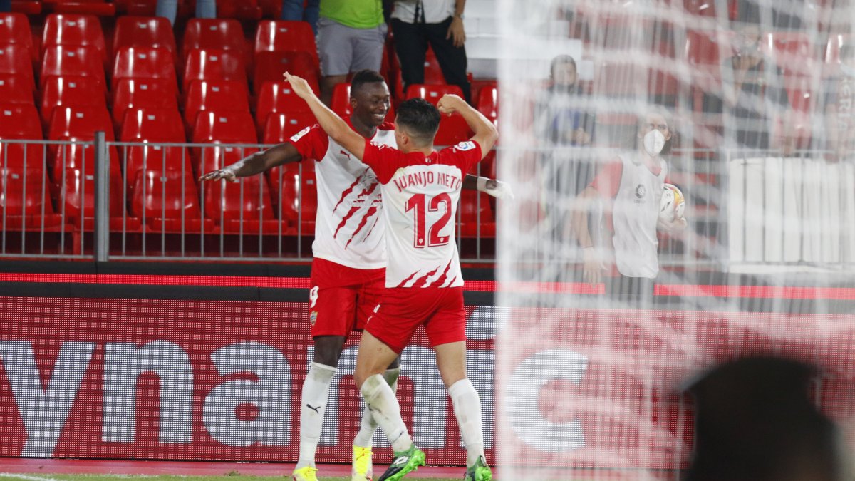 Sadiq celebra su último gol, que fue a la Real B.