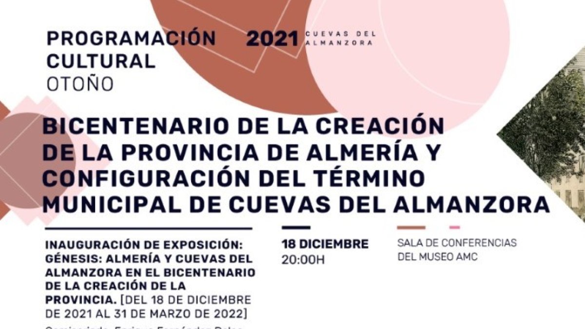 Cartel de las jornadas en Cuevas del Almanzora por el bicentenario de la provincia de Almería