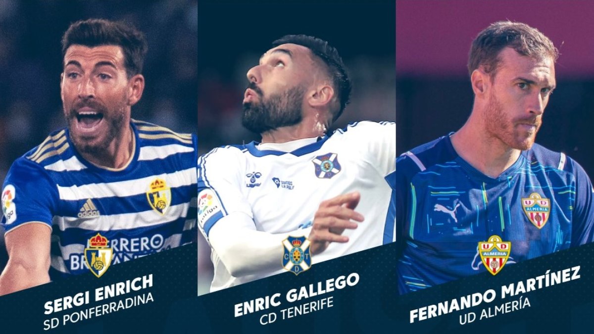 Los tres jugadores candidatos al MVP de noviembre en Segunda.