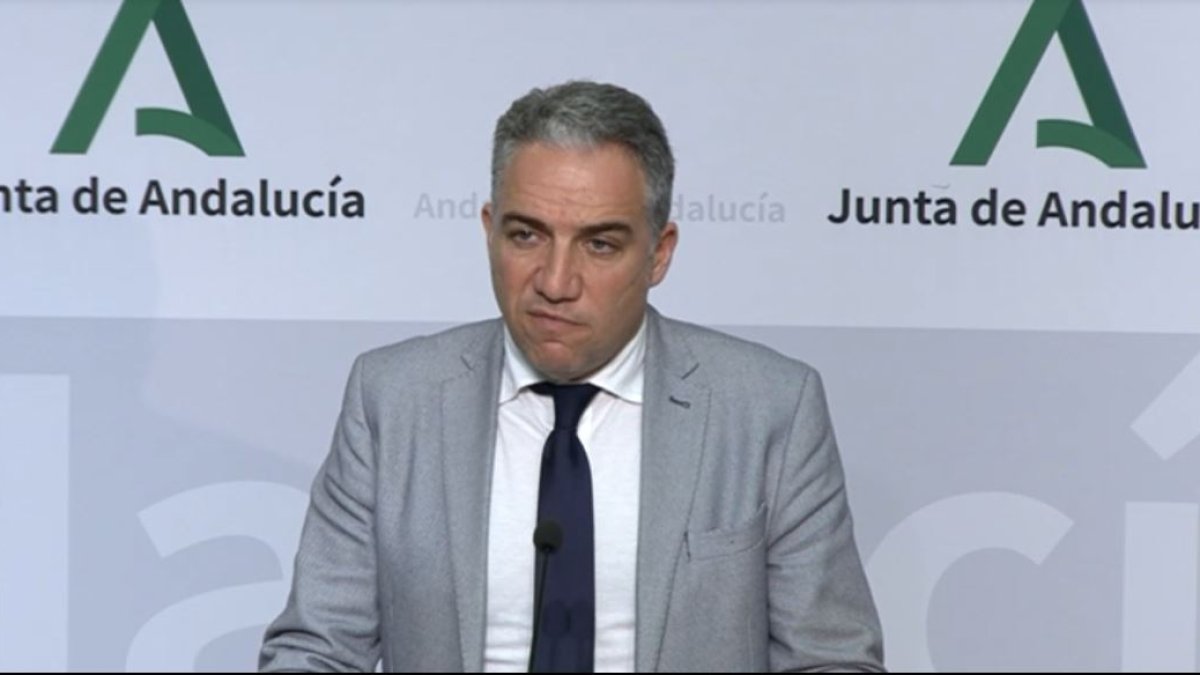 El consejero de la Presidencia, Administración Pública e Interior y portavoz del Gobierno andaluz, Elías Bendodo.