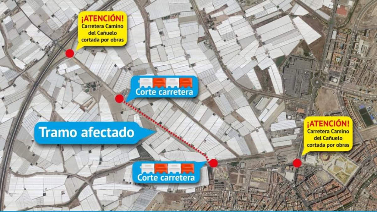 Mapa del tramo que estará cortado.