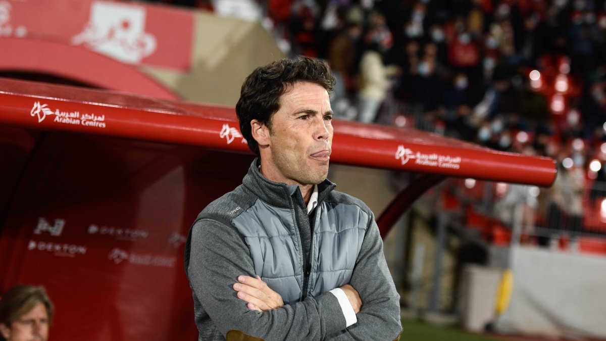 Rubi concentrado en el último partido frente al Mirandés.