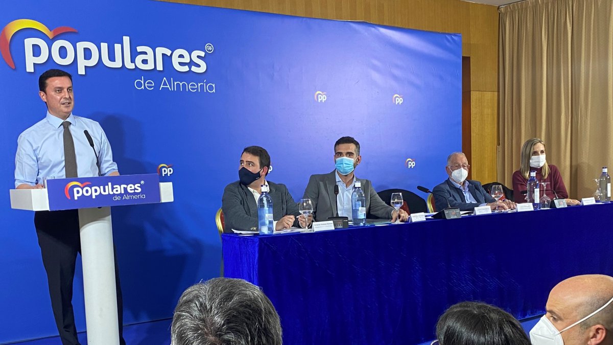 Javier A. García, durante la intervención de esta tarde.