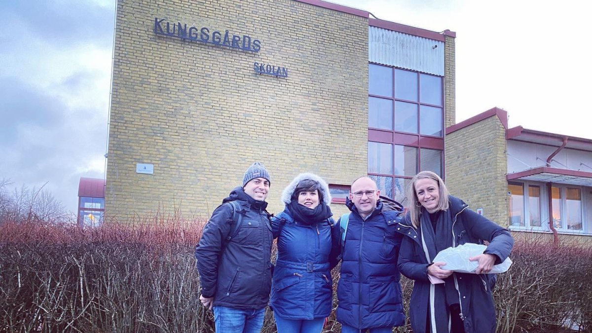 Docentes de Vícar en su visita al instituto de Suecia.