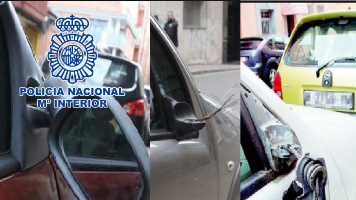 Espejos destrozados por el detenido.
