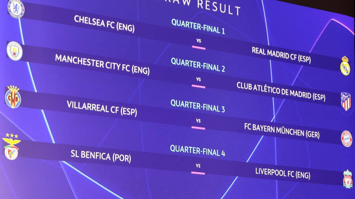 A los españoles les tocan los cocos de la Champions League en cuartos de final.