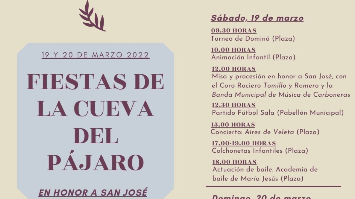 Detalle del cartel de las fiestas de La Cueva del Pájaro en Carboneras.