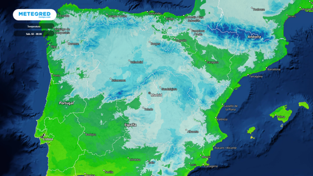 Mapa de las heladas que se registrarán a partir del sábado que viene