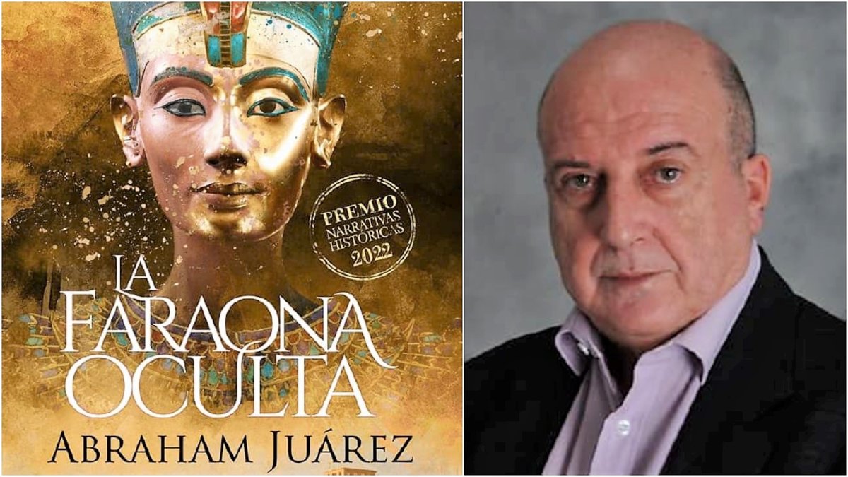 Cubierta de la novela ganadora y su autor, el almeriense Abraham Juárez.