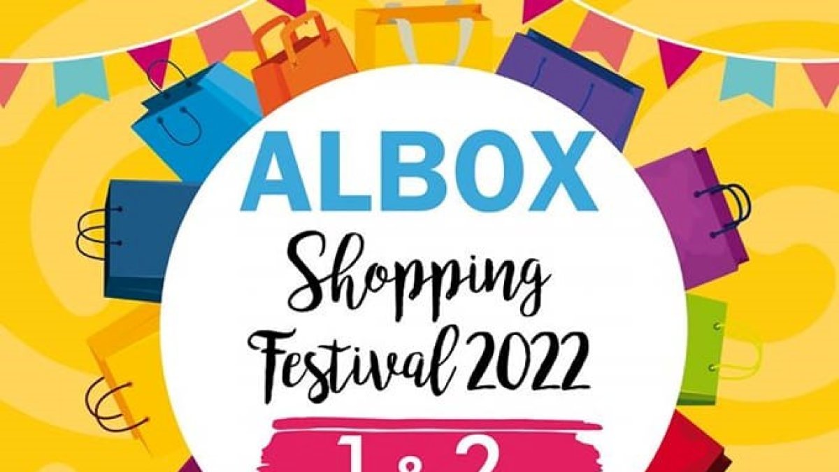 Detalle del cartel \'Albox Festival Shoping\' 2022.