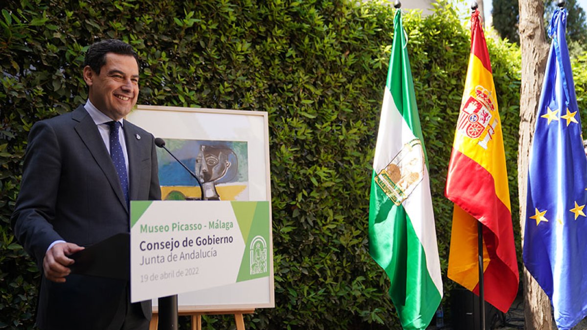 Juanma Moreno, este martes en Málaga.
