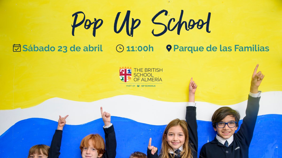 Cartel de la actividad Pop Up School del sábado.