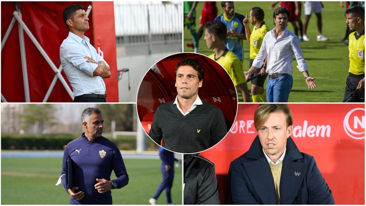 Los cinco entrenadores que han pasado por el Almería de Turki Al-Sheikh.