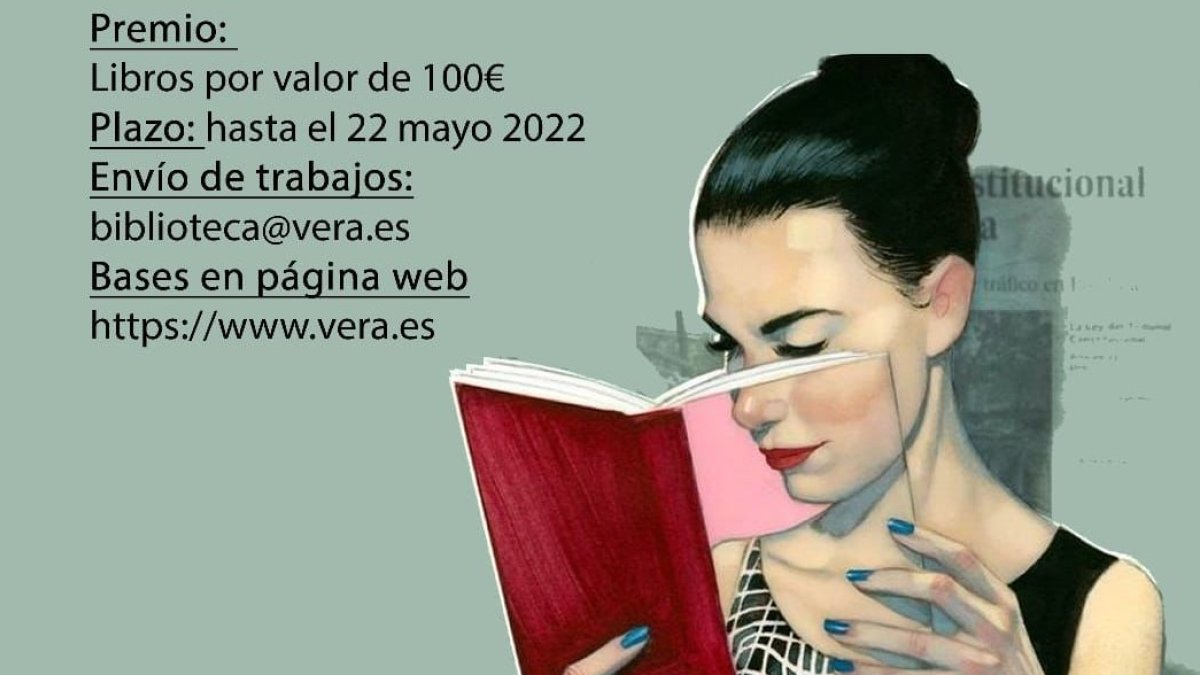 Detalle del cartel del concurso \'Bookface\' en Vera.