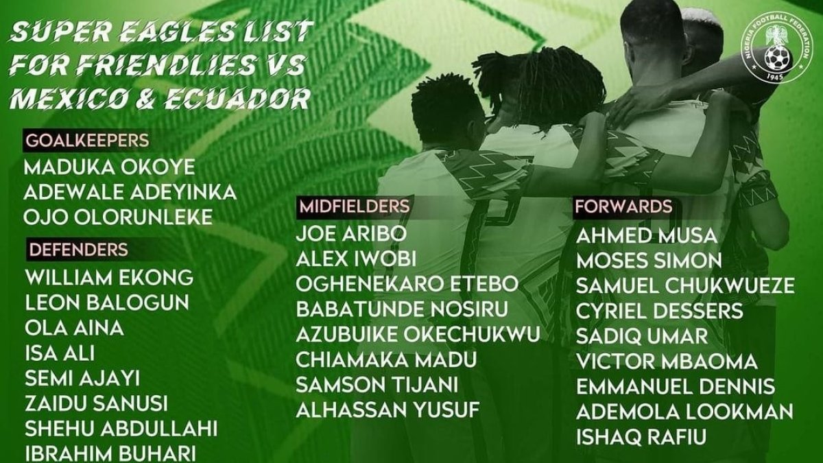 La convocatoria de Nigeria con el nombre de Sadiq.