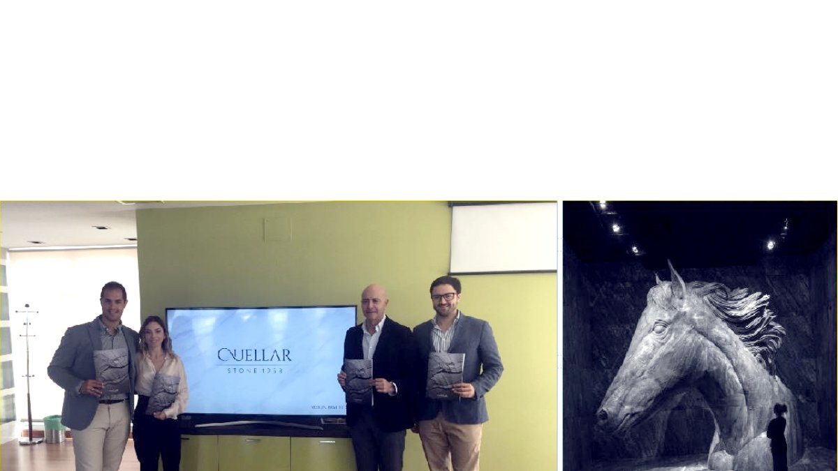 Francisco Martínez Cruz, Thea Selvaggi, Diego Martínez Cano y Diego Martínez Cruz. A la derecha, la imponente silueta del caballo.