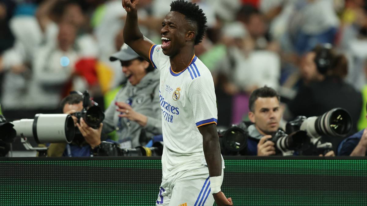 Vinicius celebra el 0-1 en la final de la Champions ante el Liverpool.