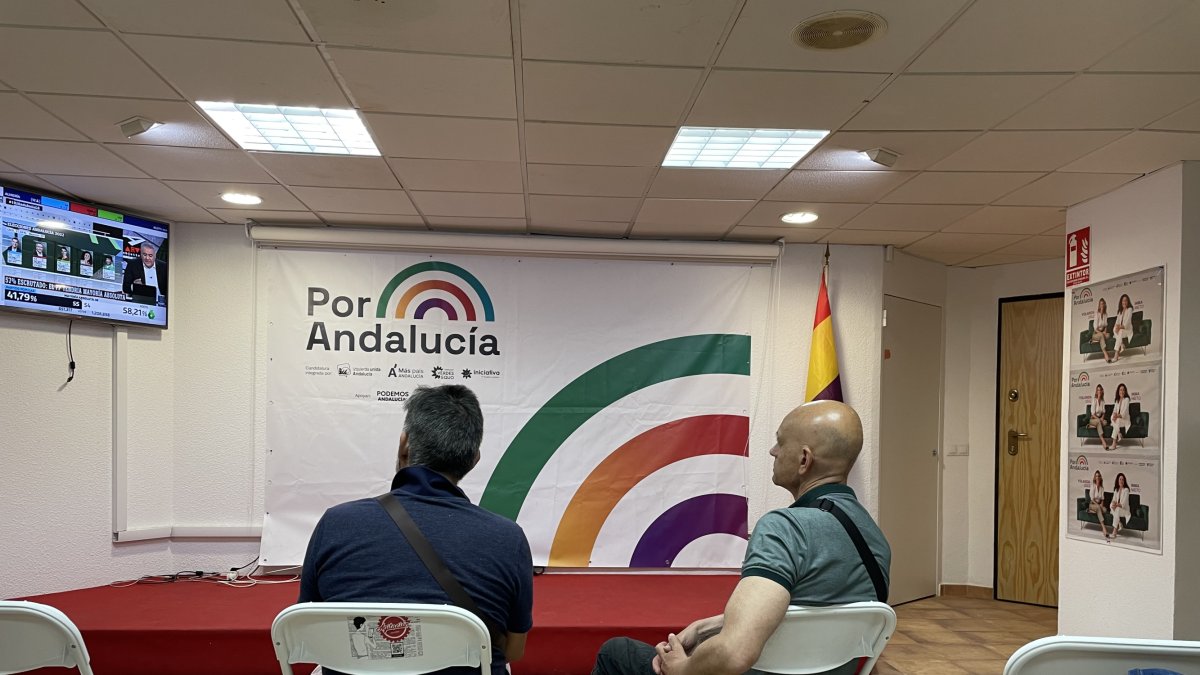Sede de Por Andalucía en la noche electoral