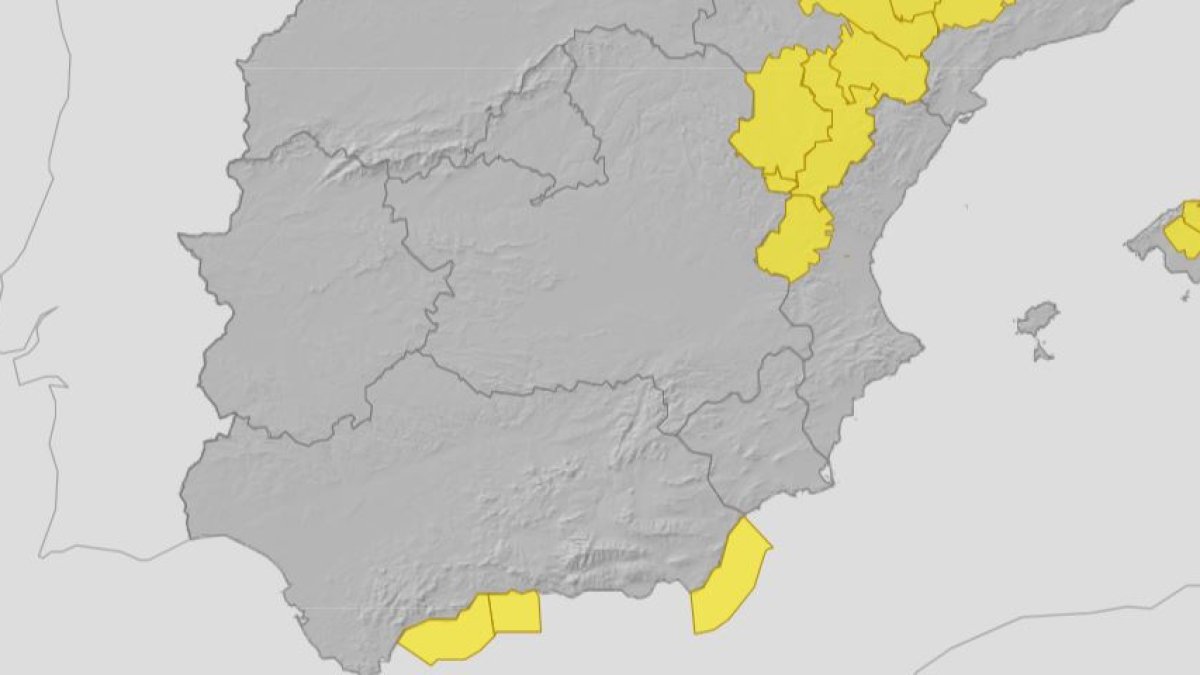 Mapa de avisos de la Aemet.