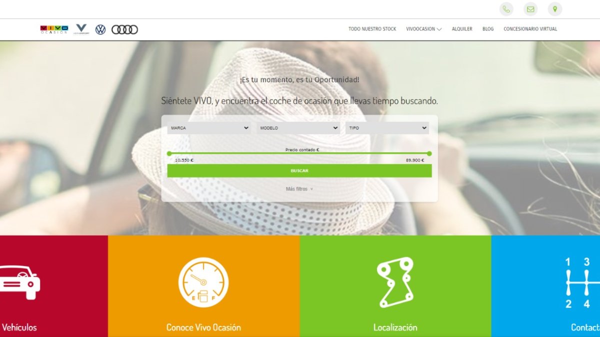 Página web de Vivo Ocasión, marca digital de Vera Import.