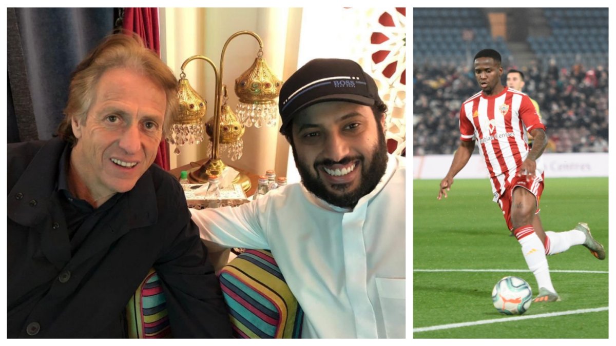 Jorge Jesús en su visita a Palacio con Turki y Jonathan Silva.