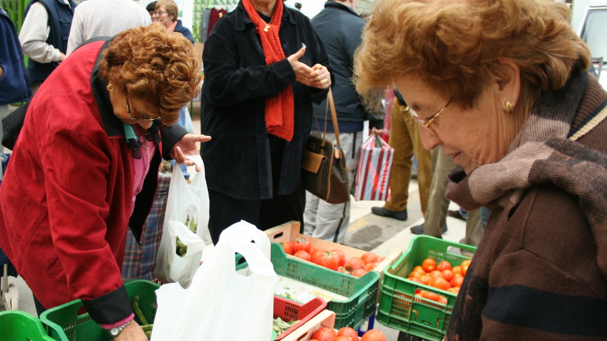 Un mercadillo almeriense de frutas y verduras.