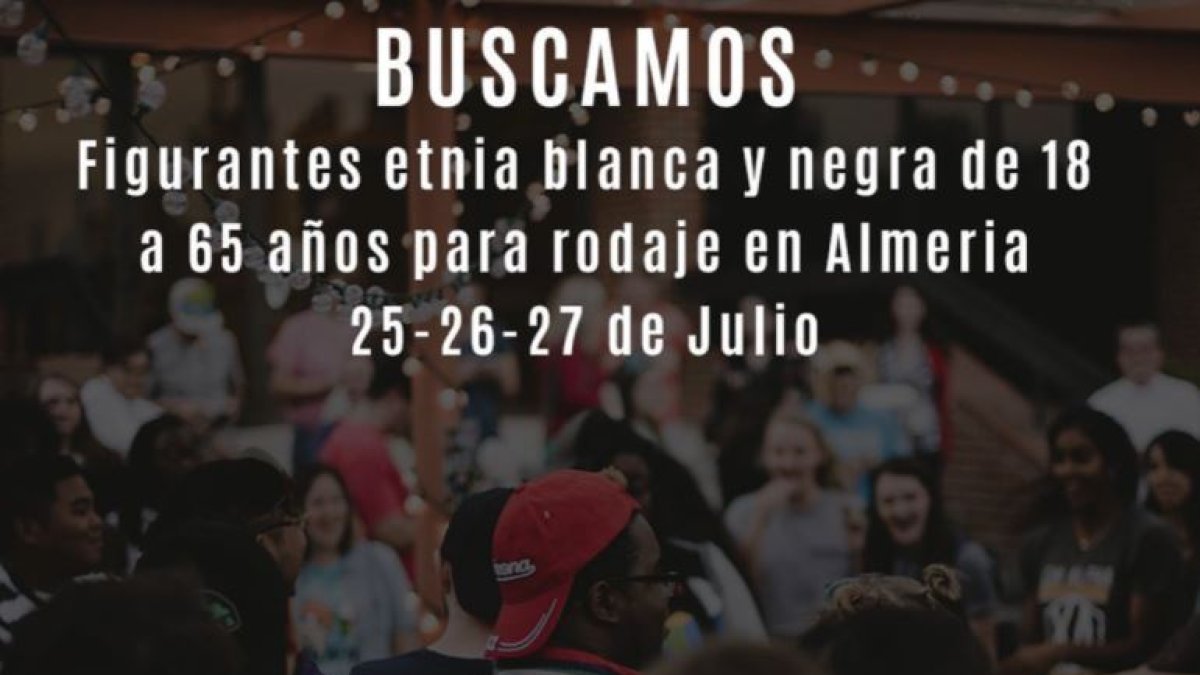 Cartel anunciador del casting que busca figurantes almerienses para el rodaje de una serie.