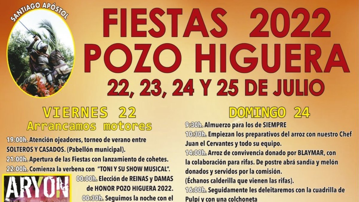 Detalle del cartel de la programación de las fiestas patronales.