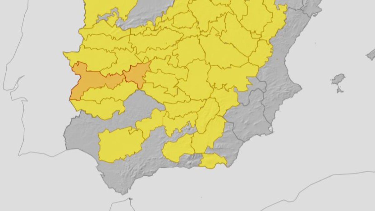 Mapa de avisos meteorológicos de la AEMET.