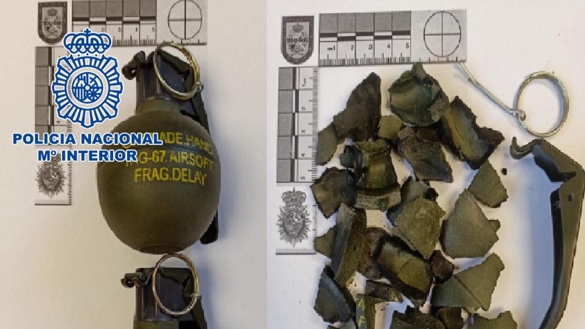 Granadas halladas por la Policía Nacional en Almería.