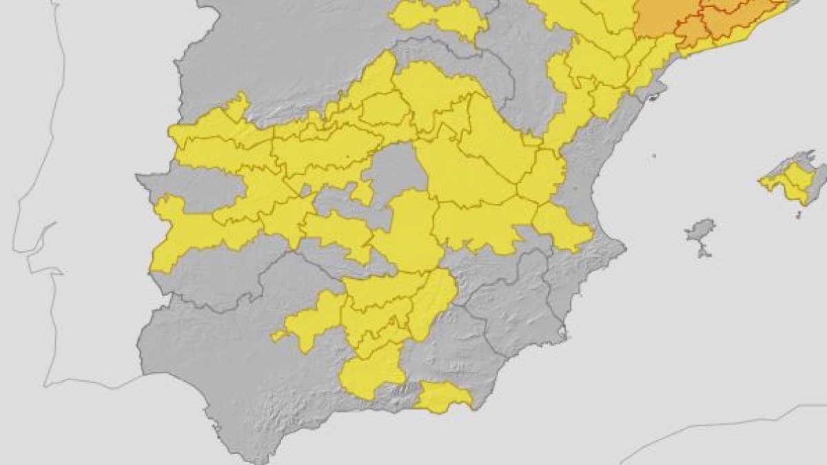 Mapa de alertas de la AEMET.