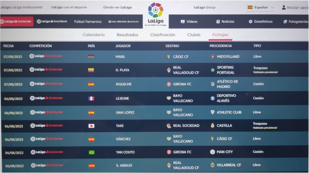 El escudo del Almerá sigue sin aparecer en la web de la LFP.