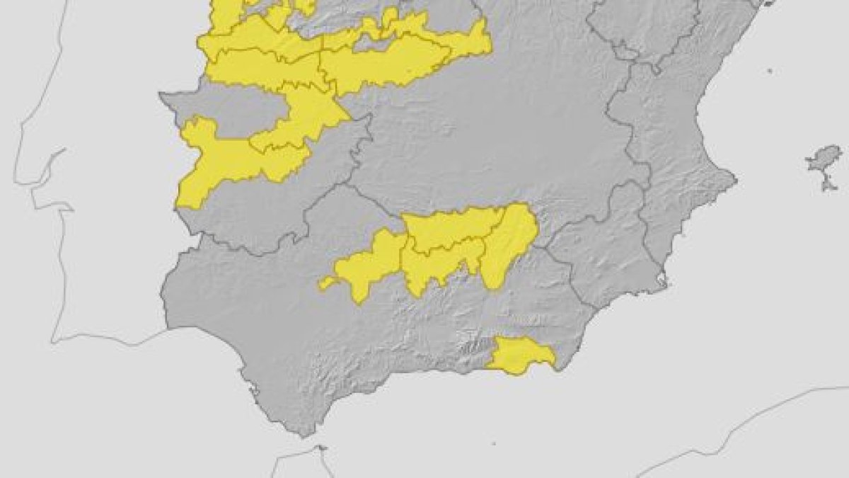 Mapa de avisos de la AEMET.