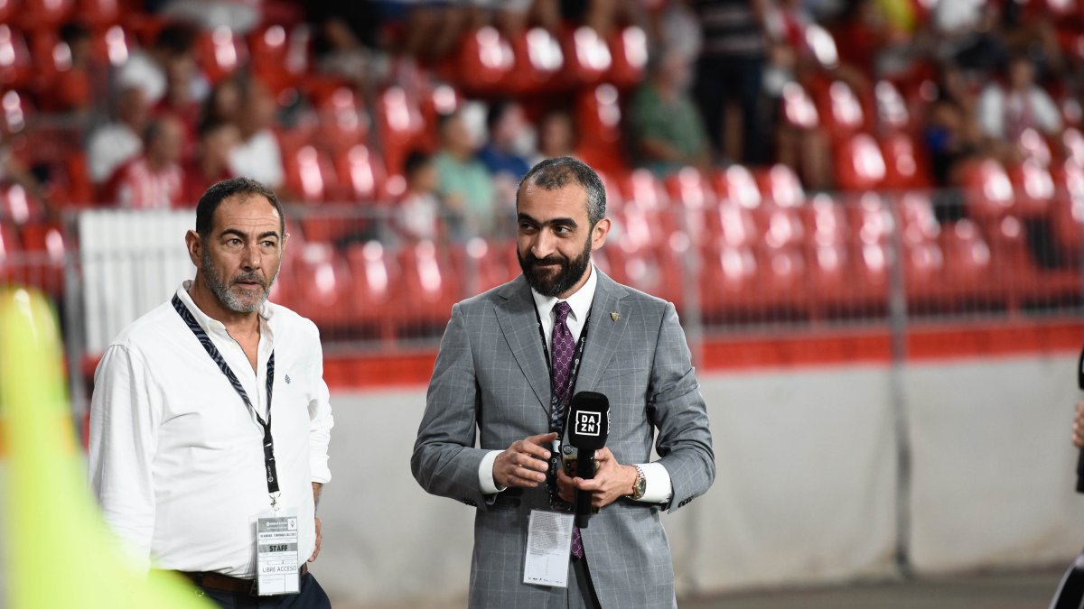 Mohamed El Assy y Javi Rufete antes de intervenir en DAZN.